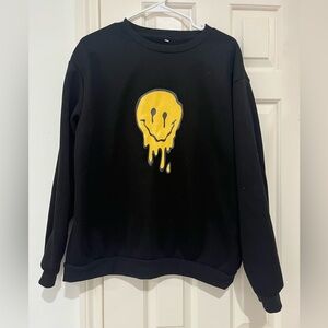 SHEIN Black Melting Smiley Face Sweatshirt size XL